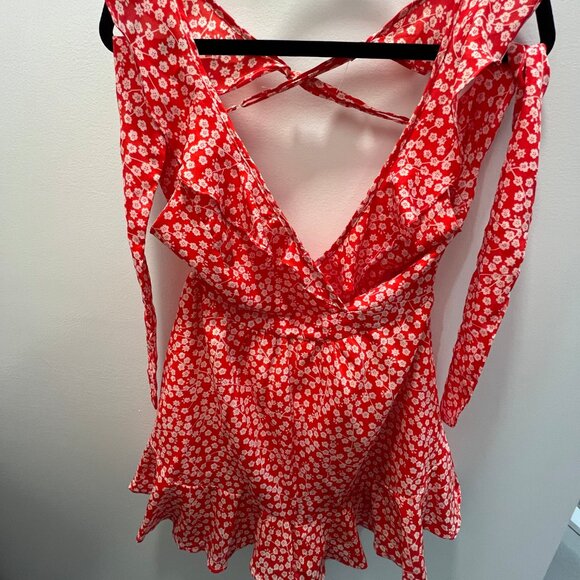 Red Poppy Ruffle Romper - Picture 3 of 3